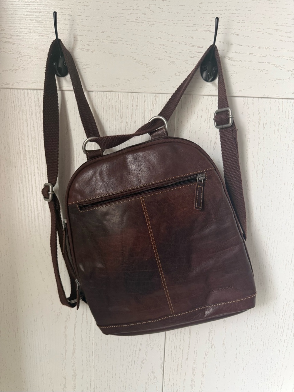 Jack Georges leather Voyager backpack small brown